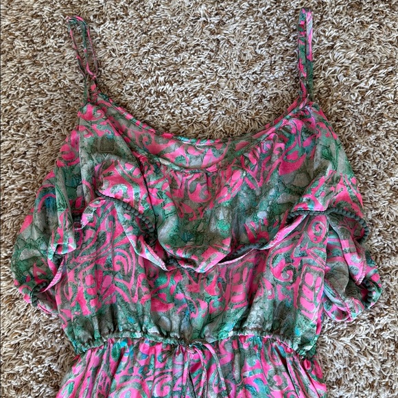 Strapless Pink and Green Dress - Picture 4 of 7